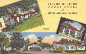 Silver Springs Court Hotel Motel Silver Springs Florida linen postcard