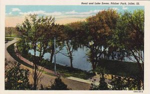 Illinois Joliet Road And Lake Scene Pilcher Park