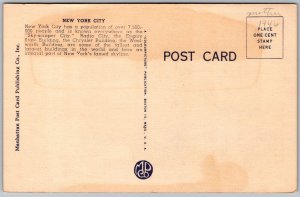 Vtg New York City NY Grand Foyer Radio City Music Hall 1930s View Linen Postcard