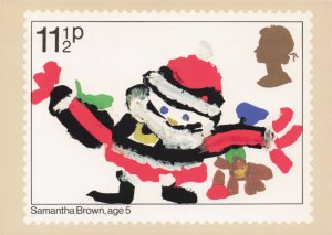 Father Christmas Snowman 5 Year Old Child's Painting Postcard