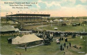 1911 DES MOINES IOWA Steel Amphitheater Race Track State Fair postcard 4125