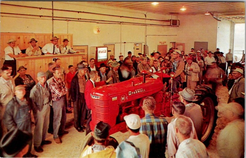 Lincoln Pennsylvania Farming Equipment Auction FARMALL Coca-Cola Postcard Y5 