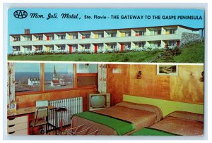 c1960's Gateway to Gaspe Peninsula Mon Joli Motel Ste. Flavie Canada Postcard 