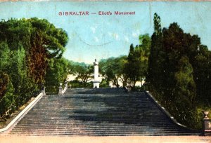 Gibraltar Eliott's Monument Vintage Postcard 09.82