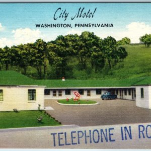 c1950s Washington, PA City Motel Rare TELEPHONES IN ROOM Advertising Stamps A224