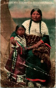 Vtg Postcard 1907 Win Kills Morning Squaw & Papoose Native American