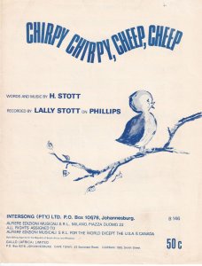 Chirpy Chirpy Cheep Cheep South African Rare 1970 Sheet Music