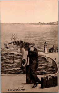 Drunk Man Misses His Boat, Left at the Post Comic Vintage Postcard I28