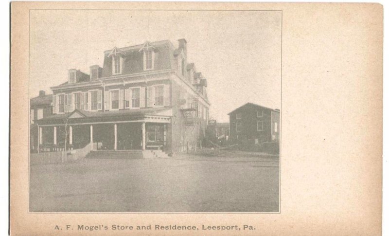 Postcard A.F. Mogel's Store + Residence Leesport PA