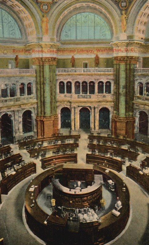 Vintage Postcard 1912 Rotunda Reading Room Library Of Congress Washington D.C.