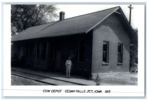 c1915 CGW Depot Cedar Falls Iowa Vintage Train Depot Station RPPC Photo Postcard