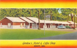 Linen Postcard Gordon's Motel and Coffee Shop in Dewitt, Arkansas~129935