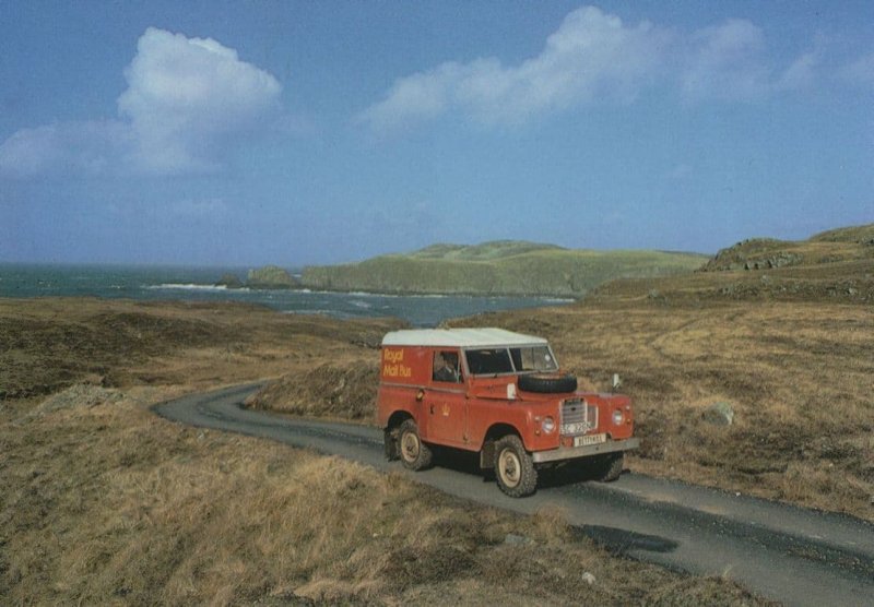 Royal Mail Van Travelling To Bettyhill Post Office Scotland Postcard