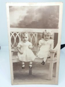 Two Beautiful Little Girls Vtg Ancestry Postcard Adrienne Weakin Sheila Weakin