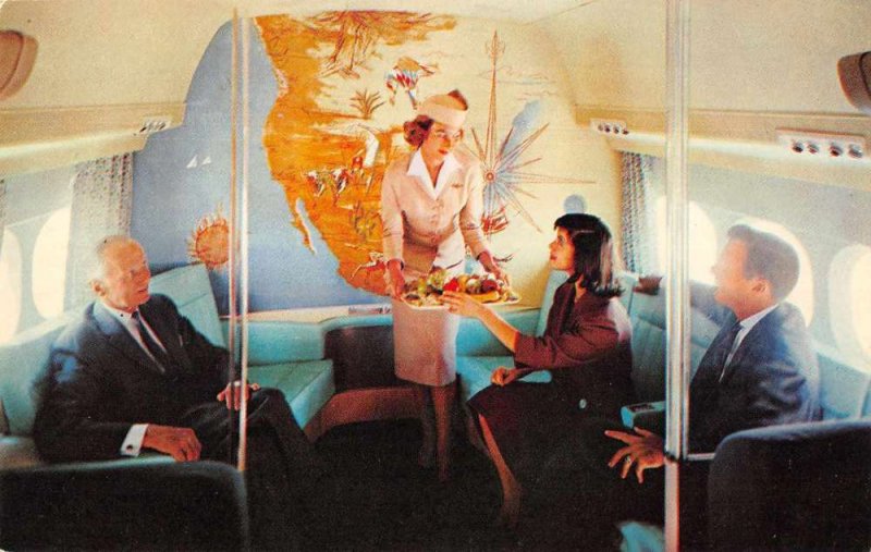 Western Airlines Electra Jet Cabin Interior Flight Attendant Postcard JF685751