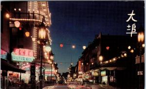 SAN FRANCISCO, CA California  CHINATOWN at NIGHT Street Scene  1965  Postcard