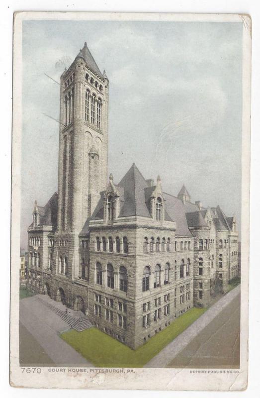 Pittsburgh PA Court House 1912 Photostint Postcard Pittsburg