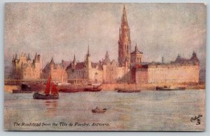 Antwerp Belgium~Roadstead From Tete de Fiandre~Sailboats~Buildings~1910 TUCK PC