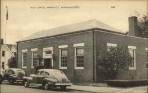 Mansfield MA Cars & Post Office Postcard