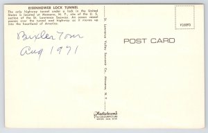 Massena New York~Eisenhower Lock Tunnel~Ship~St Lawrence~1971 Postcard