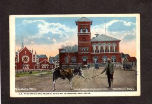 TX US Post Office Federal Bldg Mule Texarkana Texas Arkansas AK Postcard