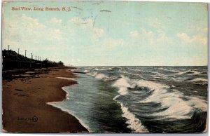 Postcard NJ Long Branch - Surf View