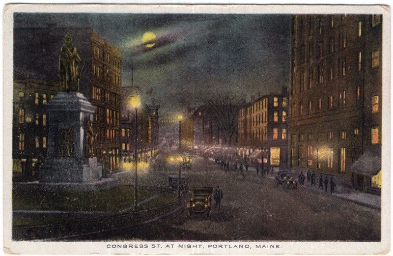 Portland, Maine, Congress St. At Night