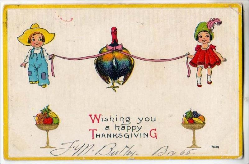 Greeting - Thanksgiving, Turkey on a Leash