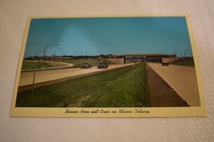Service Area and Oasis on Illinois Tollway Postcard Fred Harvey ODK-631
