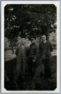 ESTONIA GROUP w/ SOLDIER ANTIQUE 1920s REAL PHOTO POSTCARD RPPC