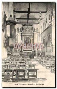 Postcard Old Tournan Interior L & # 39Eglise