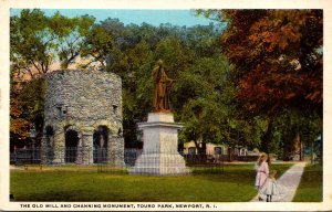 Rhode Island Newport Touro Park The Old Mill and Channing Monument Curteich