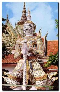 Postcard Modern Thailand Gaint Guardian at the Temple of Dawn Bangkok