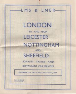 Leicester Sheffield London 1939 WW2 LMS LNER Train War Timetable