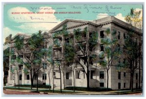 Kansas City Missouri MO Postcard Murray Apartments Troost Ave. Armour Blvd. 1912