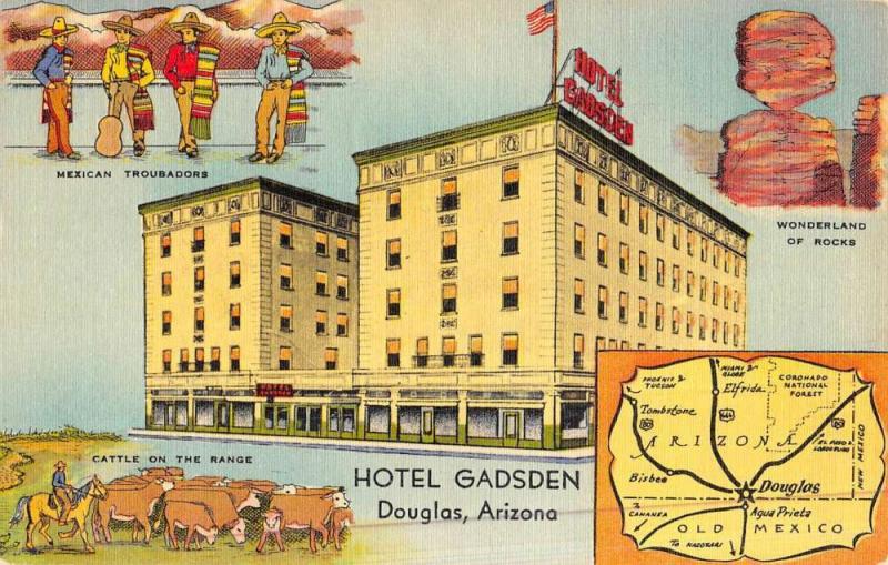 Douglas Arizona Hotel Gadsden Multiview Antique Postcard K47319