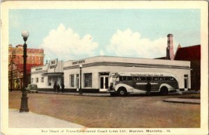 Vintage Photograph Postcard Bus Depot Trans-Continental Coach Lines Brandon MB