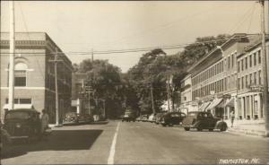 Thomaston ME Main St. 1940s Real Photo Postcard