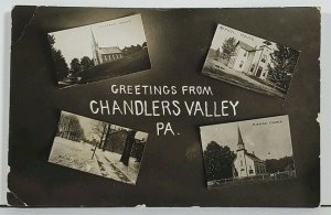 PA Greetings From CHANDLERS VALLEY RPPC Multi View Warren Co Penna Postcard M8