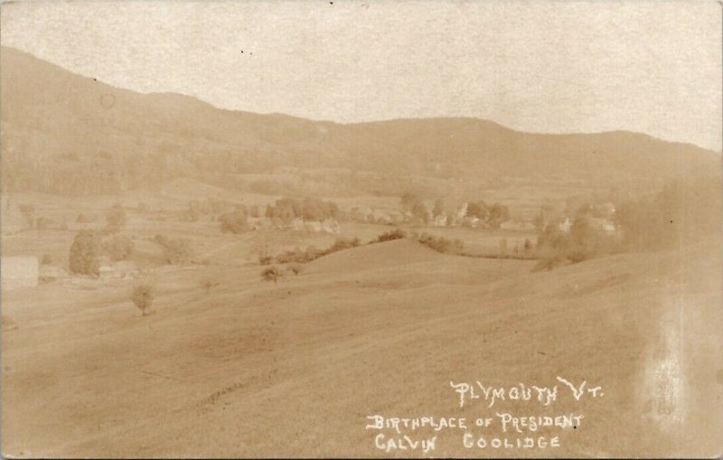 Plymouth VT Calvin Coolidge Birthplace Bird's Eye View RPPC Postcard T17 