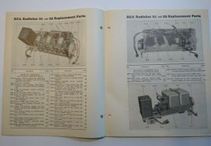 RCA Radiolas 21 and 22 Vintage Original Replacement Parts Radio Victor Ephemera
