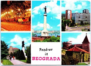 VINTAGE POSTCARD CONTINENTAL SIZE MULTIPLE SCENES OF BELGRADE YUGOSLAVIA 1970s