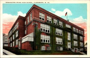 Postcard Washington Irving High School in Clarksburg, West Virginia