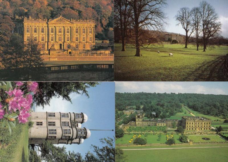 Chatsworth House Bakewell Hunting Tower Sheep Gardens 4x Postcard s