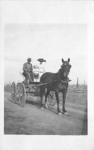 Horse Buggy Desert Plain C-1910 RPPC Photo Postcard 22+5510