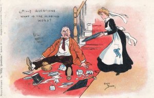 Servant French Maid Silly Questions Puzzle Disaster Comic Old Postcard