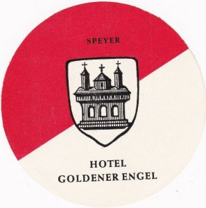 Germany Speyer Hotel Goldener Engel Vintage Luggage Label sk2897