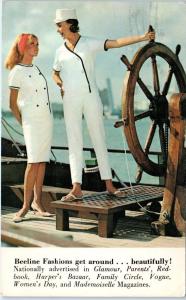 BEELINE FASHIONS  Advertising BEAUTIFUL MODELS Nautical Theme 1968  Postcard