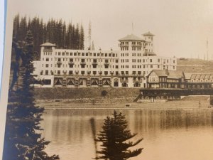 Vtg 20s Hotel Chalet Lake Banff Alberta Canada Byron Harmon Photo Postcard RPPC