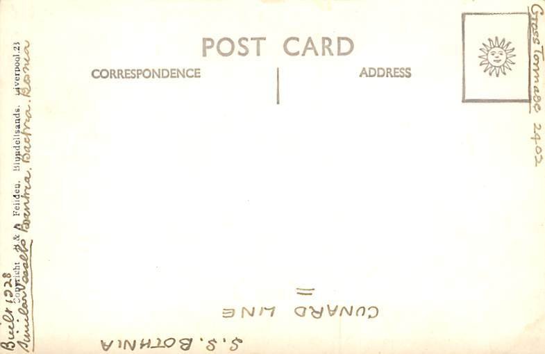 SS Bothnia Cunard Line Ship Unused 